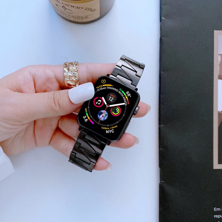 Lightning Shape Stainless Steel Watch Band For Apple Watch Ultra 49mm&Watch Ultra 2 49mm / Series 9&8&7 45mm / SE 3&SE 2&6&SE&5&4 44mm / 3&2&1 42mm(Black) by bashfashion