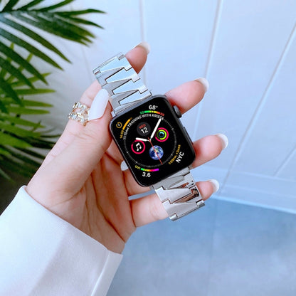 Lightning Shape Stainless Steel Watch Band For Apple Watch Ultra 49mm&Watch Ultra 2 49mm / Series 9&8&7 45mm / SE 3&SE 2&6&SE&5&4 44mm / 3&2&1 42mm(Silver) by bashfashion
