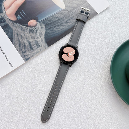 For Samsung Galaxy Watch4 40mm / 44mm Sewing Leather Strap Watch Band(Grey) by bashfashion
