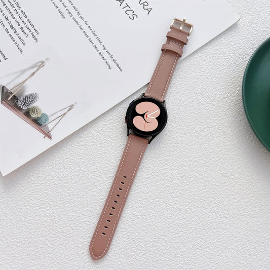 For Samsung Galaxy Watch4 40mm / 44mm Sewing Leather Strap Watch Band(Pink Brown) by bashfashion