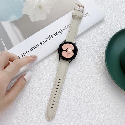 For Samsung Galaxy Watch4 40mm / 44mm Sewing Leather Strap Watch Band(Milky White) by bashfashion
