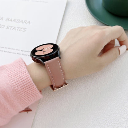 For Samsung Galaxy Watch4 40mm / 44mm Sewing Leather Strap Watch Band(Apricot) by bashfashion