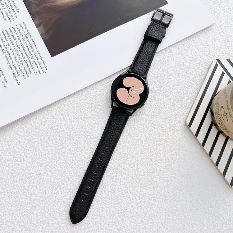 For Samsung Galaxy Watch4 40mm / 44mm Lychee Texture Leather Strap Watch Band(Black) by bashfashion
