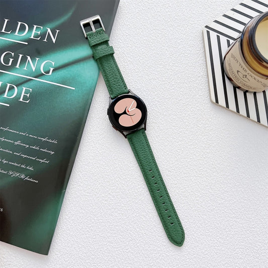 For Samsung Galaxy Watch4 40mm / 44mm Lychee Texture Leather Strap Watch Band(Green) by bashfashion