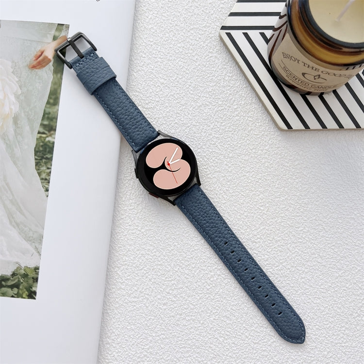 For Samsung Galaxy Watch4 40mm / 44mm Lychee Texture Leather Strap Watch Band(Blue) by bashfashion