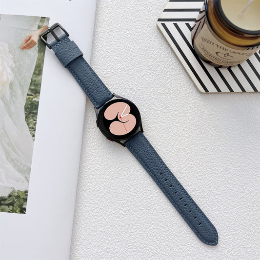 For Samsung Galaxy Watch4 40mm / 44mm Lychee Texture Leather Strap Watch Band(Blue) by bashfashion