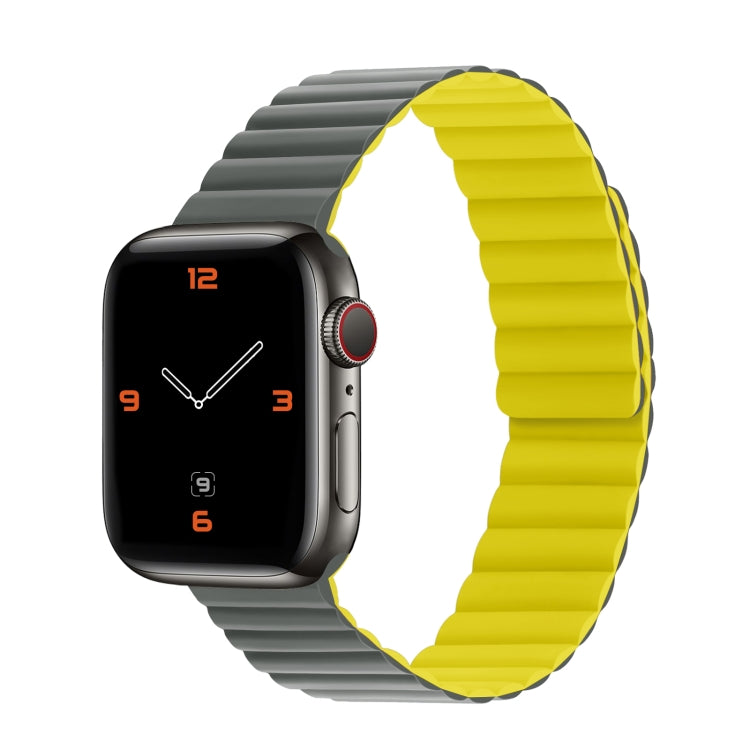 Silicone Magnetic Integrated Short Strap Watch Band For Apple Watch Series 9&8&7 41mm / SE 3&SE 2&6&SE&5&4 40mm / 3&2&1 38mm(Grey Yellow) by bashfashion