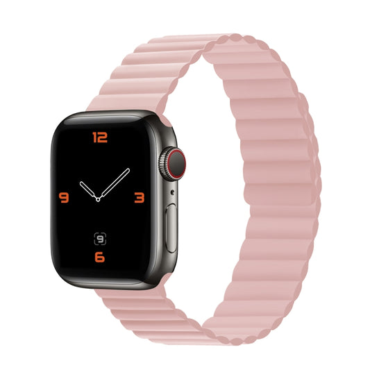 Silicone Magnetic Integrated Short Strap Watch Band For Apple Watch Series 8&7 45mm / SE 2&6&SE&5&4 44mm / 3&2&1 42mm(Pink) by bashfashion