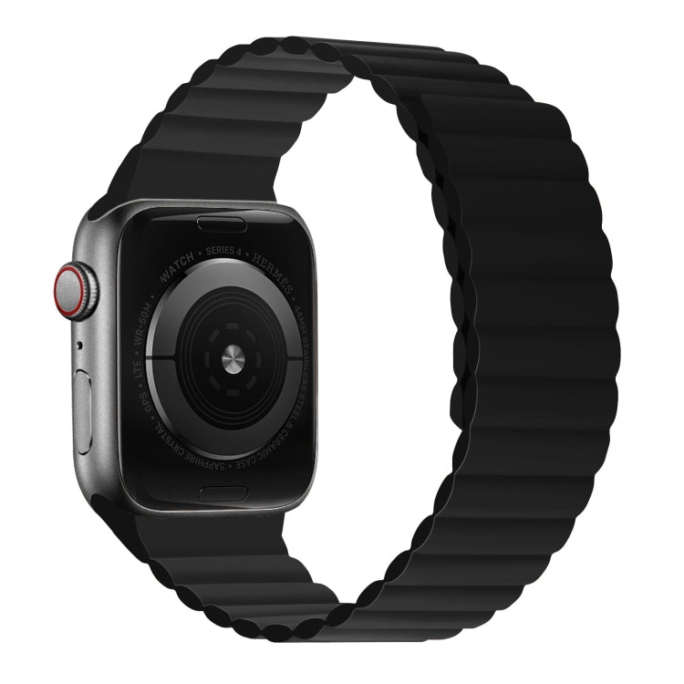Silicone Magnetic Integrated Long Strap Watch Band For Apple Watch Series 9&8&7 41mm / SE 3&SE 2&6&SE&5&4 40mm / 3&2&1 38mm (Natural Black) by bashfashion