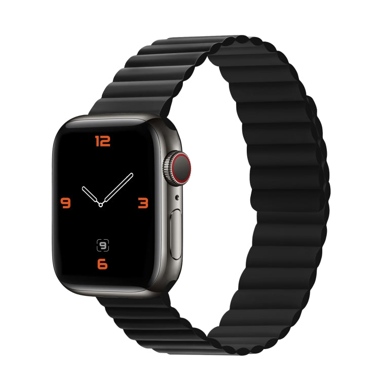 Silicone Magnetic Integrated Long Strap Watch Band For Apple Watch Series 9&8&7 41mm / SE 3&SE 2&6&SE&5&4 40mm / 3&2&1 38mm (Natural Black) by bashfashion