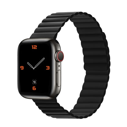 Silicone Magnetic Integrated Long Strap Watch Band For Apple Watch Series 9&8&7 41mm / SE 3&SE 2&6&SE&5&4 40mm / 3&2&1 38mm (Natural Black) by bashfashion