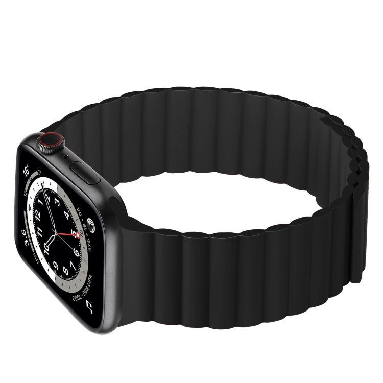 Silicone Magnetic Integrated Long Strap Watch Band For Apple Watch Series 9&8&7 41mm / SE 3&SE 2&6&SE&5&4 40mm / 3&2&1 38mm (Natural Black) by bashfashion