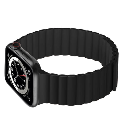 Silicone Magnetic Integrated Long Strap Watch Band For Apple Watch Series 9&8&7 41mm / SE 3&SE 2&6&SE&5&4 40mm / 3&2&1 38mm (Natural Black) by bashfashion