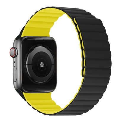 Silicone Magnetic Integrated Long Strap Watch Band For Apple Watch Series 8&7 45mm / SE 2&6&SE&5&4 44mm / 3&2&1 42mm(Black Yellow) by bashfashion