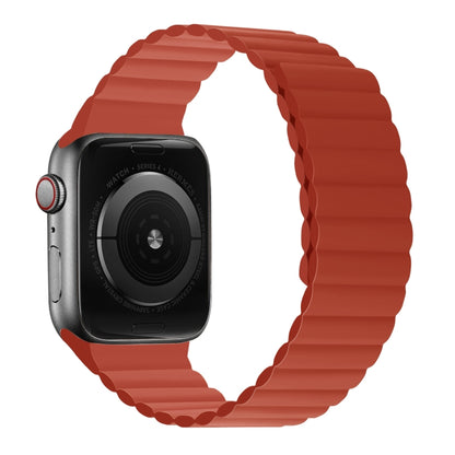 Silicone Magnetic Integrated Long Strap Watch Band For Apple Watch Series 8&7 45mm / SE 2&6&SE&5&4 44mm / 3&2&1 42mm(Red) by bashfashion