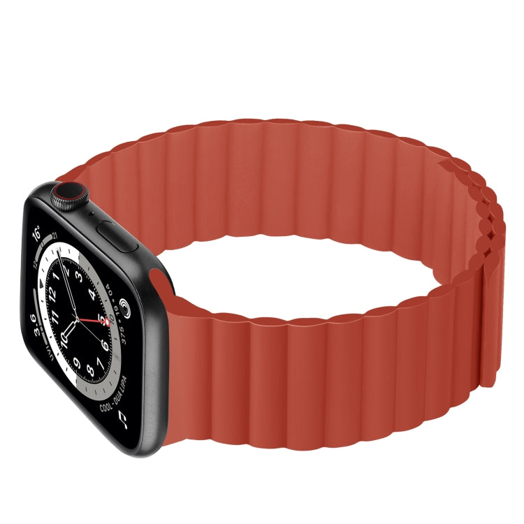 Silicone Magnetic Integrated Long Strap Watch Band For Apple Watch Series 8&7 45mm / SE 2&6&SE&5&4 44mm / 3&2&1 42mm(Red) by bashfashion