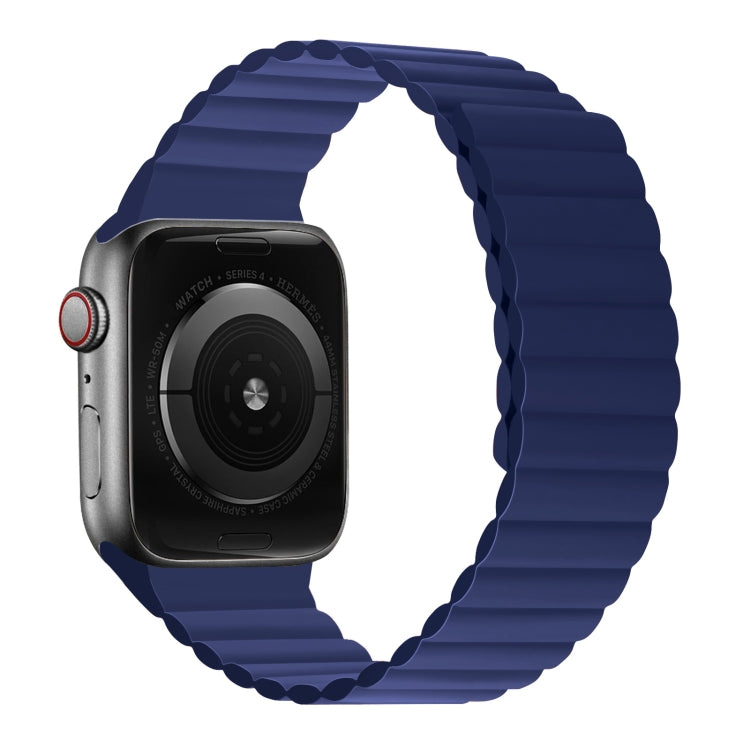 Silicone Magnetic Integrated Long Strap Watch Band For Apple Watch Series 8&7 45mm / SE 2&6&SE&5&4 44mm / 3&2&1 42mm(Blue) by bashfashion