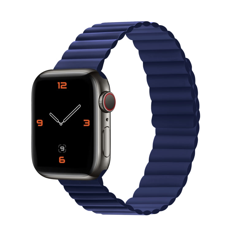 Silicone Magnetic Integrated Long Strap Watch Band For Apple Watch Series 8&7 45mm / SE 2&6&SE&5&4 44mm / 3&2&1 42mm(Blue) by bashfashion
