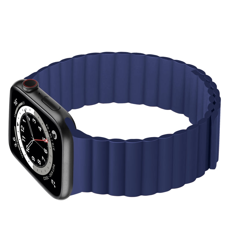 Silicone Magnetic Integrated Long Strap Watch Band For Apple Watch Series 8&7 45mm / SE 2&6&SE&5&4 44mm / 3&2&1 42mm(Blue) by bashfashion