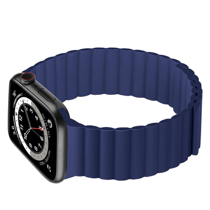 Silicone Magnetic Integrated Long Strap Watch Band For Apple Watch Series 8&7 45mm / SE 2&6&SE&5&4 44mm / 3&2&1 42mm(Blue) by bashfashion