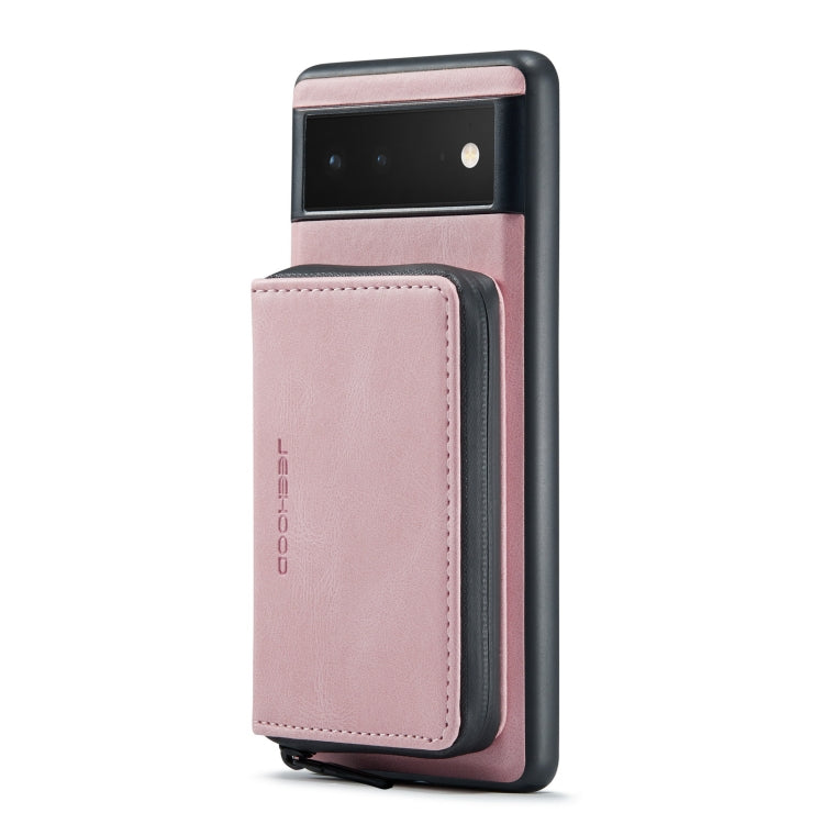 For Google Pixel 6 JEEHOOD Magnetic Zipper Horizontal Flip Phone Leather Case(Pink) by JEEHOOD