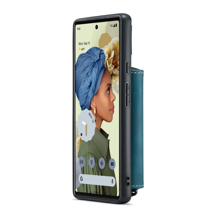 For Google Pixel 6 Pro JEEHOOD Magnetic Zipper Horizontal Flip Phone Leather Case(Blue) by JEEHOOD