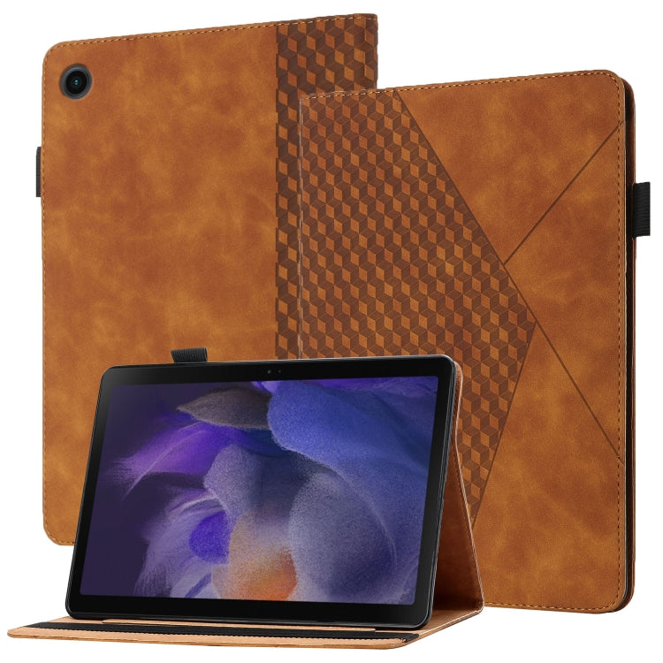 For Samsung Galaxy Tab A8 10.5 2021 X200/X205 Rhombus Skin Feel Horizontal Flip Tablet Leather Case with Card Slots & Holder(Brown) by bashfashion