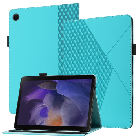 For Samsung Galaxy Tab A8 10.5 2021 X200/X205 Rhombus Skin Feel Horizontal Flip Tablet Leather Case with Card Slots & Holder(Lake Blue) by bashfashion