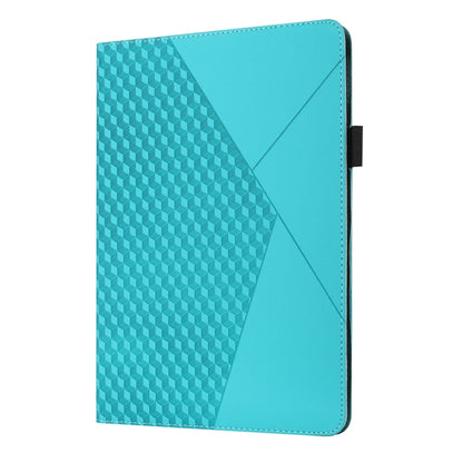For Samsung Galaxy Tab A8 10.5 2021 X200/X205 Rhombus Skin Feel Horizontal Flip Tablet Leather Case with Card Slots & Holder(Lake Blue) by bashfashion