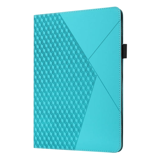 For Samsung Galaxy Tab A8 10.5 2021 X200/X205 Rhombus Skin Feel Horizontal Flip Tablet Leather Case with Card Slots & Holder(Lake Blue) by bashfashion