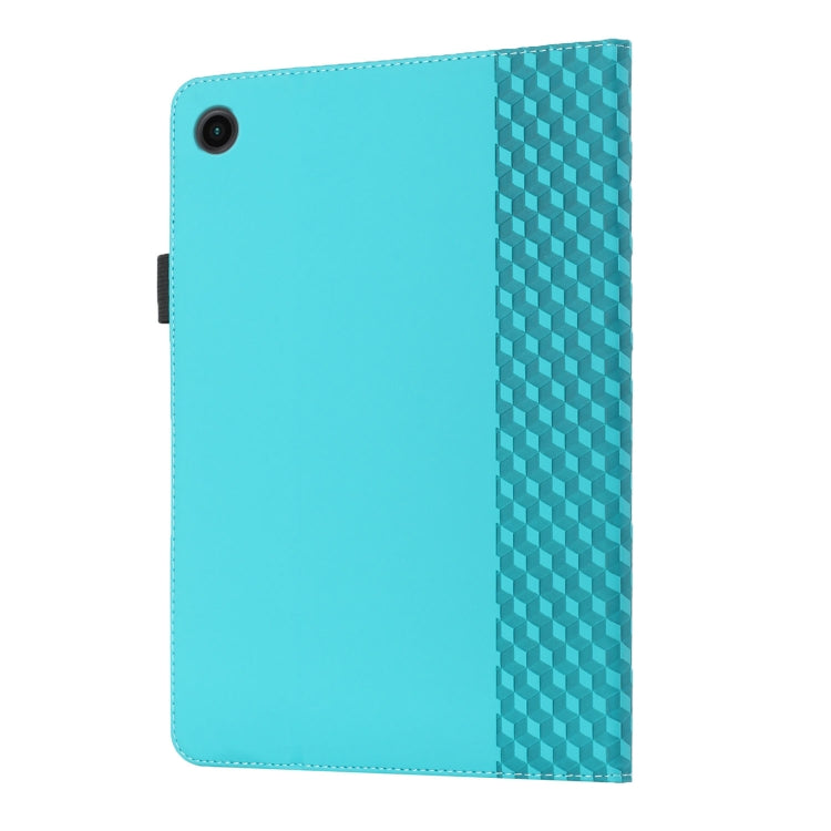 For Samsung Galaxy Tab A8 10.5 2021 X200/X205 Rhombus Skin Feel Horizontal Flip Tablet Leather Case with Card Slots & Holder(Lake Blue) by bashfashion