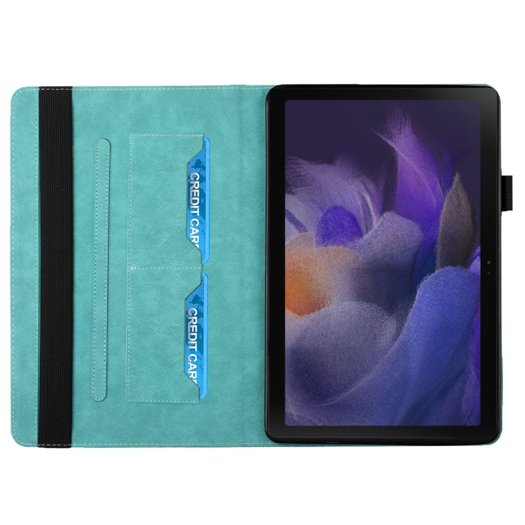 For Samsung Galaxy Tab A8 10.5 2021 X200/X205 Rhombus Skin Feel Horizontal Flip Tablet Leather Case with Card Slots & Holder(Lake Blue) by bashfashion