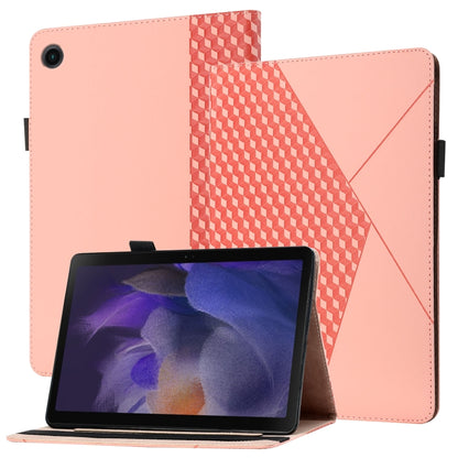 For Samsung Galaxy Tab A8 10.5 2021 X200/X205 Rhombus Skin Feel Horizontal Flip Tablet Leather Case with Card Slots & Holder(Rose Gold) by bashfashion