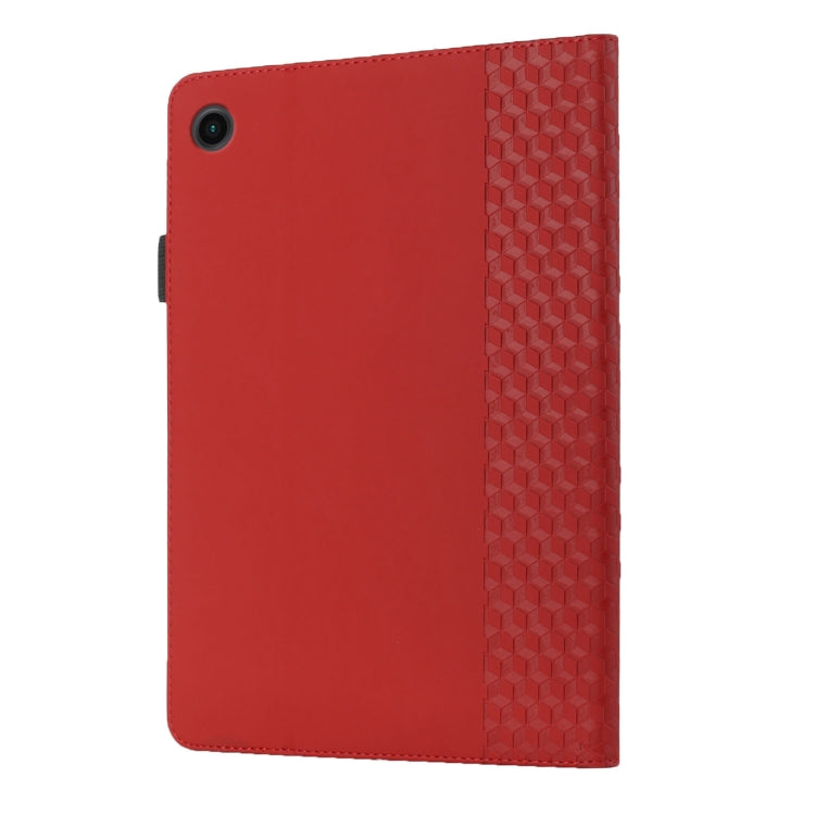 For Samsung Galaxy Tab A8 10.5 2021 X200/X205 Rhombus Skin Feel Horizontal Flip Tablet Leather Case with Card Slots & Holder(Red) by bashfashion