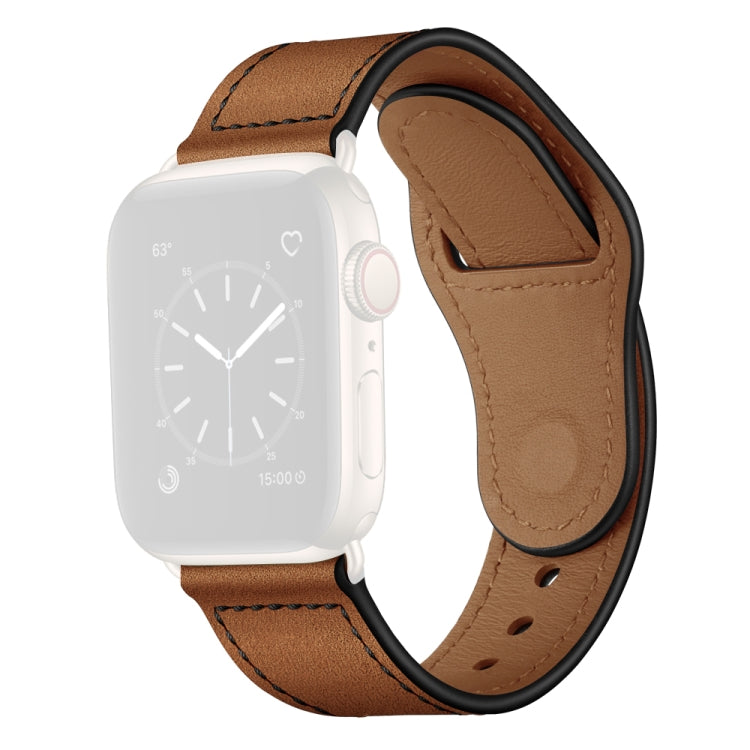 Leather Watch Band For Apple Watch Ultra 49mm&Watch Ultra 2 49mm / Series 9&8&7 45mm / SE 3&SE 2&6&SE&5&4 44mm / 3&2&1 42mm(Red Brown Bronze Gold) by bashfashion