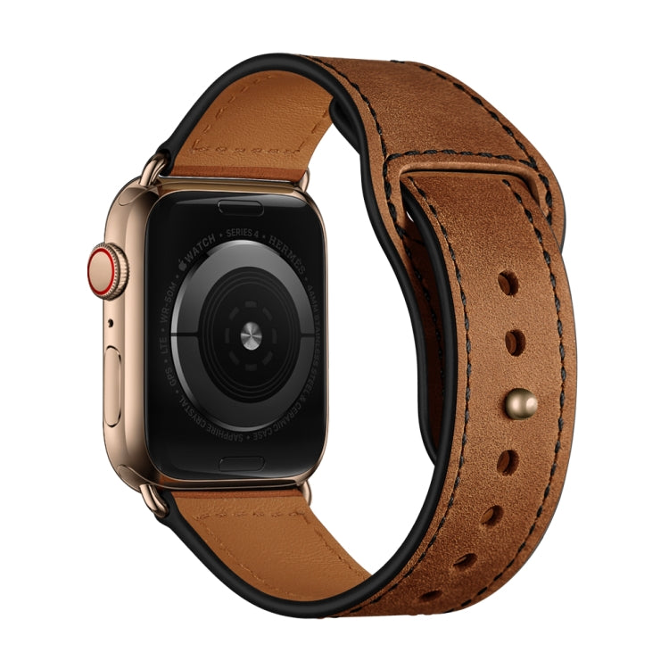 Leather Watch Band For Apple Watch Ultra 49mm&Watch Ultra 2 49mm / Series 9&8&7 45mm / SE 3&SE 2&6&SE&5&4 44mm / 3&2&1 42mm(Red Brown Bronze Gold) by bashfashion