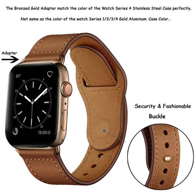 Leather Watch Band For Apple Watch Ultra 49mm&Watch Ultra 2 49mm / Series 9&8&7 45mm / SE 3&SE 2&6&SE&5&4 44mm / 3&2&1 42mm(Red Brown Bronze Gold) by bashfashion