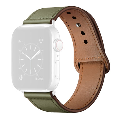 Leather Watch Band For Apple Watch Ultra 49mm&Watch Ultra 2 49mm / Series 9&8&7 45mm / SE 3&SE 2&6&SE&5&4 44mm / 3&2&1 42mm(Army Green Needle Pattern+Silver Buckle) by bashfashion