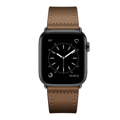 Leather Watch Band For Apple Watch Ultra 49mm&Watch Ultra 2 49mm / Series 9&8&7 45mm / SE 3&SE 2&6&SE&5&4 44mm / 3&2&1 42mm(Dark Brown Crazy Horse + Black Buckle) by bashfashion