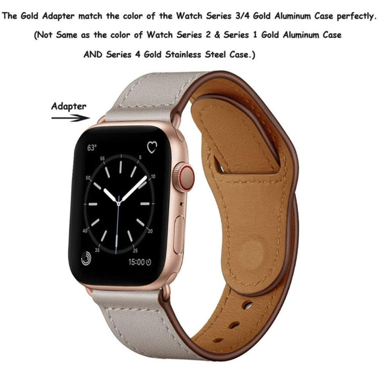 Leather Watch Band For Apple Watch Ultra 49mm&Watch Ultra 2 49mm / Series 9&8&7 45mm / SE 3&SE 2&6&SE&5&4 44mm / 3&2&1 42mm(Ivory + Champagne Gold) by bashfashion