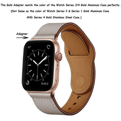 Leather Watch Band For Apple Watch Ultra 49mm&Watch Ultra 2 49mm / Series 9&8&7 45mm / SE 3&SE 2&6&SE&5&4 44mm / 3&2&1 42mm(Ivory + Champagne Gold) by bashfashion