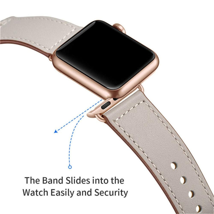 Leather Watch Band For Apple Watch Ultra 49mm&Watch Ultra 2 49mm / Series 9&8&7 45mm / SE 3&SE 2&6&SE&5&4 44mm / 3&2&1 42mm(Ivory + Champagne Gold) by bashfashion