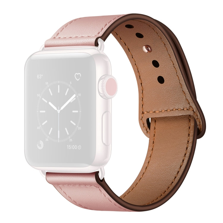 Leather Watch Band For Apple Watch Series 9&8&7 41mm / SE 3&SE 2&6&SE&5&4 40mm / 3&2&1 38mm(Pink Stitch Pattern) by bashfashion