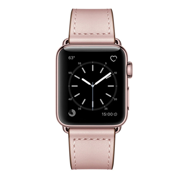 Leather Watch Band For Apple Watch Series 9&8&7 41mm / SE 3&SE 2&6&SE&5&4 40mm / 3&2&1 38mm(Pink Stitch Pattern) by bashfashion