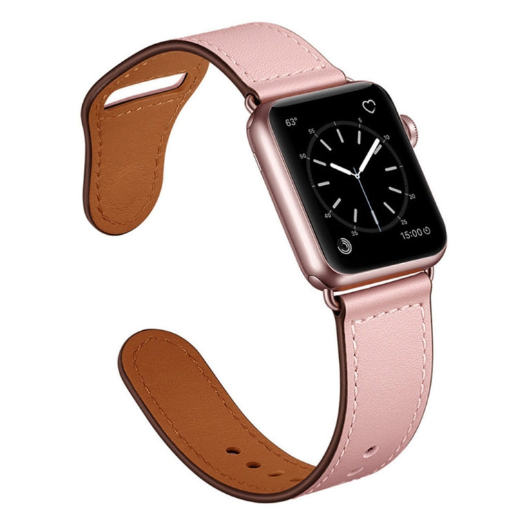 Leather Watch Band For Apple Watch Series 9&8&7 41mm / SE 3&SE 2&6&SE&5&4 40mm / 3&2&1 38mm(Pink Stitch Pattern) by bashfashion