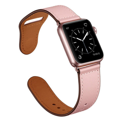 Leather Watch Band For Apple Watch Series 9&8&7 41mm / SE 3&SE 2&6&SE&5&4 40mm / 3&2&1 38mm(Pink Stitch Pattern) by bashfashion