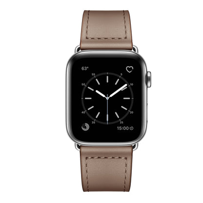 Leather Watch Band For Apple Watch Series 9&8&7 41mm / SE 3&SE 2&6&SE&5&4 40mm / 3&2&1 38mm(Brown Stitch Pattern + Silver Buckle) by bashfashion