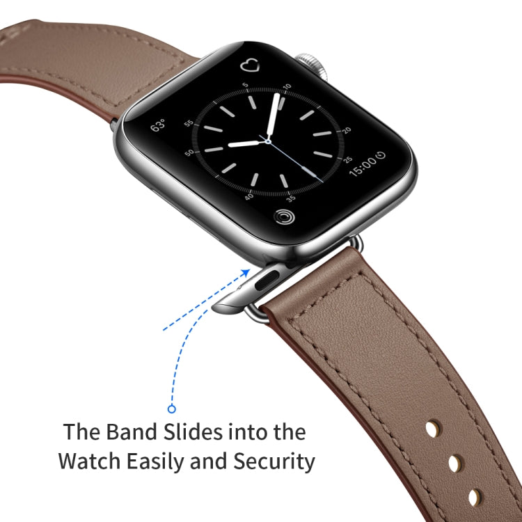 Leather Watch Band For Apple Watch Series 9&8&7 41mm / SE 3&SE 2&6&SE&5&4 40mm / 3&2&1 38mm(Brown Stitch Pattern + Silver Buckle) by bashfashion