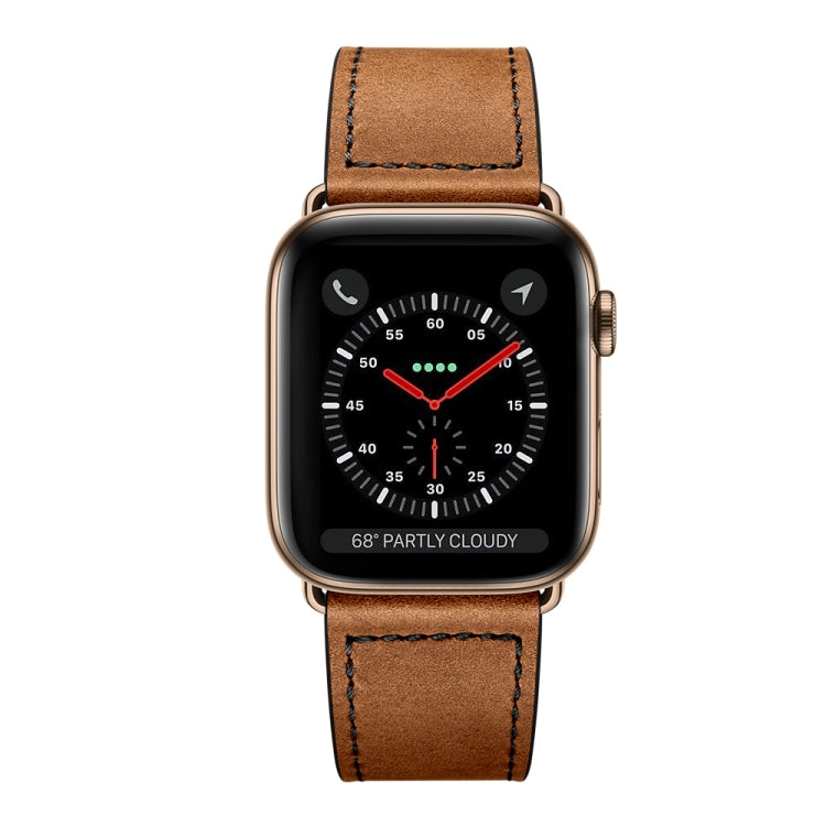 Leather Watch Band For Apple Watch Series 9&8&7 41mm / SE 3&SE 2&6&SE&5&4 40mm / 3&2&1 38mm(Red Brown Bronze Gold) by bashfashion