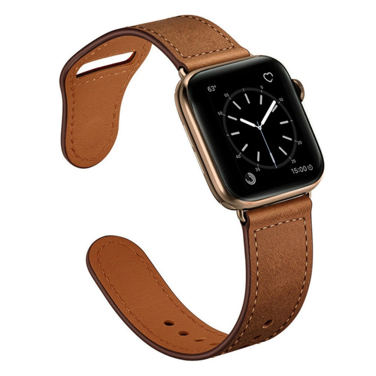 Leather Watch Band For Apple Watch Series 9&8&7 41mm / SE 3&SE 2&6&SE&5&4 40mm / 3&2&1 38mm(Red Brown Bronze Gold) by bashfashion